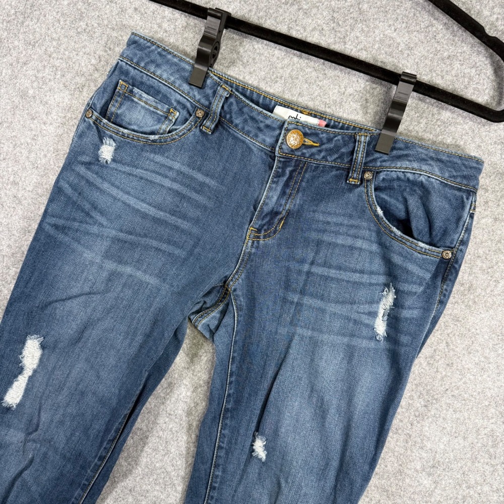 Cabi Slim Boyfriend Jeans Women 8 Blue Distressed Medium Wash Denim 3045
